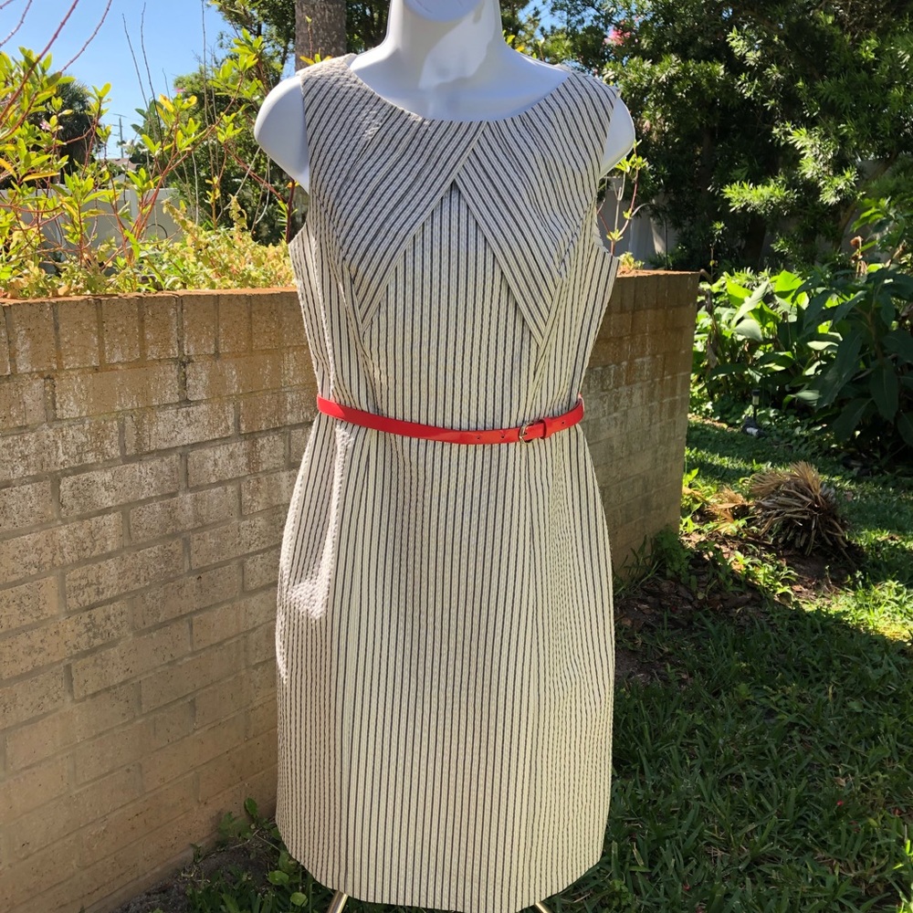 Alyx Sheath Dress Sleeveless Grey White